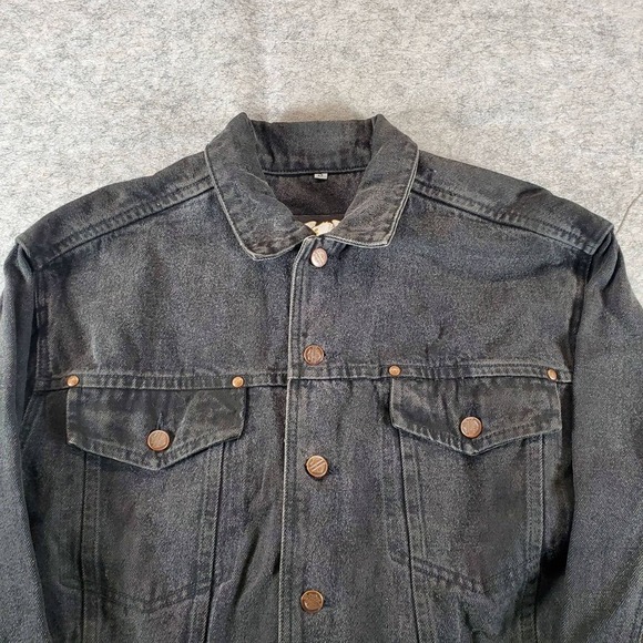 Vintage Harley-Davidson Denim Jacket Mens Small Black Trucker USA Workwear Biker - Picture 2 of 12